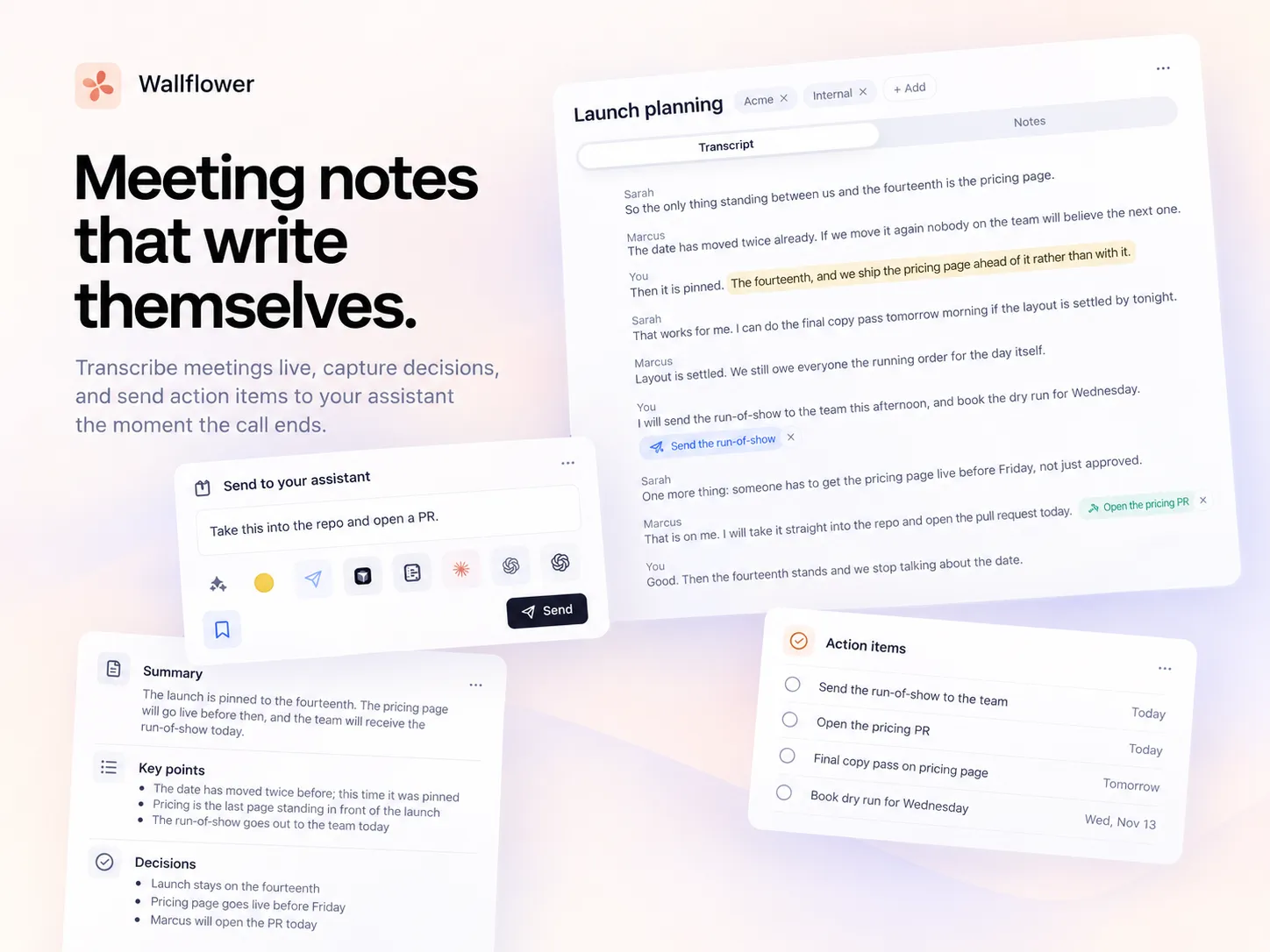 Wallflower: Meeting notes that write themselves